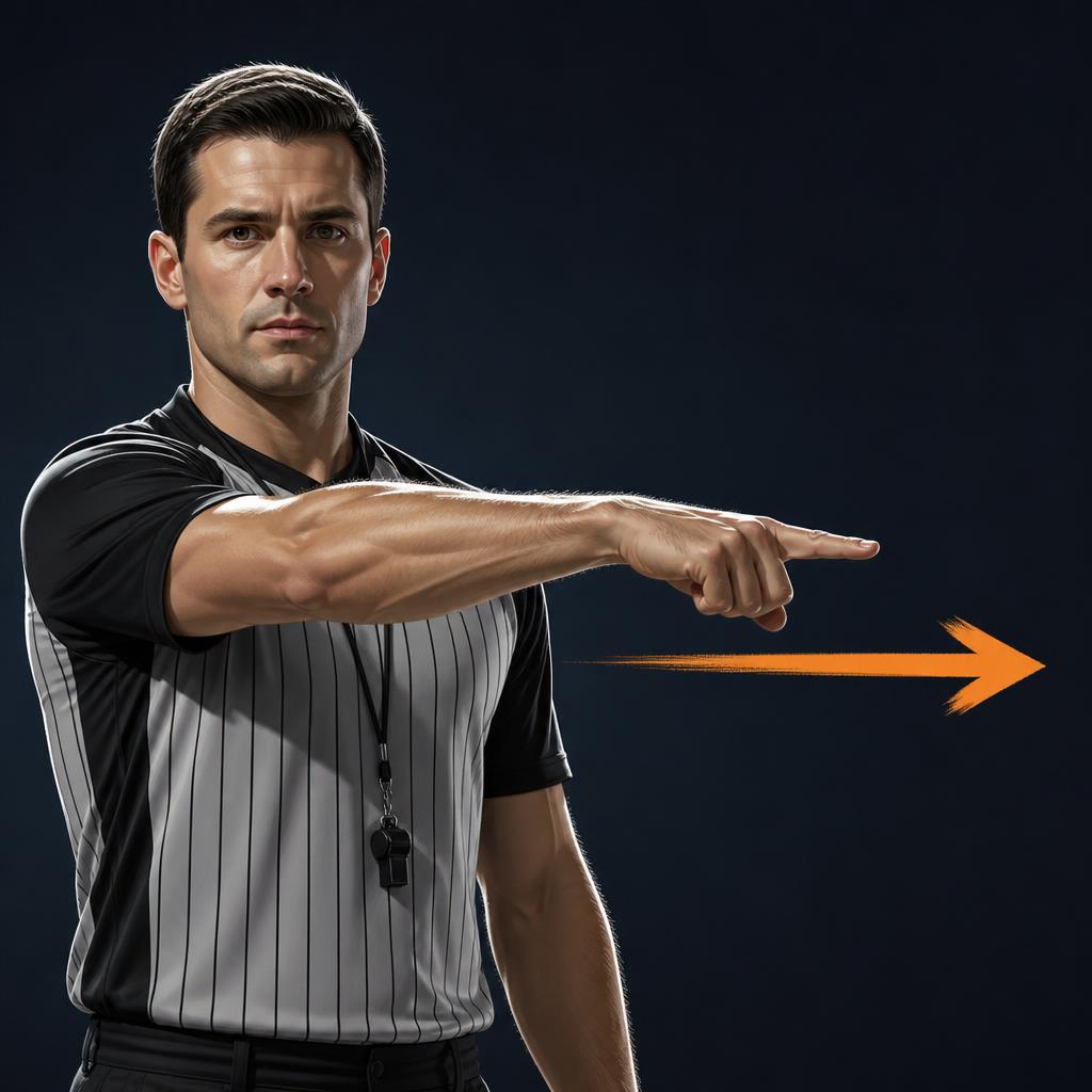 Backcourt violation — Scheidsrechter wijst horizontaal richting het achterveld: backcourt-overtreding.